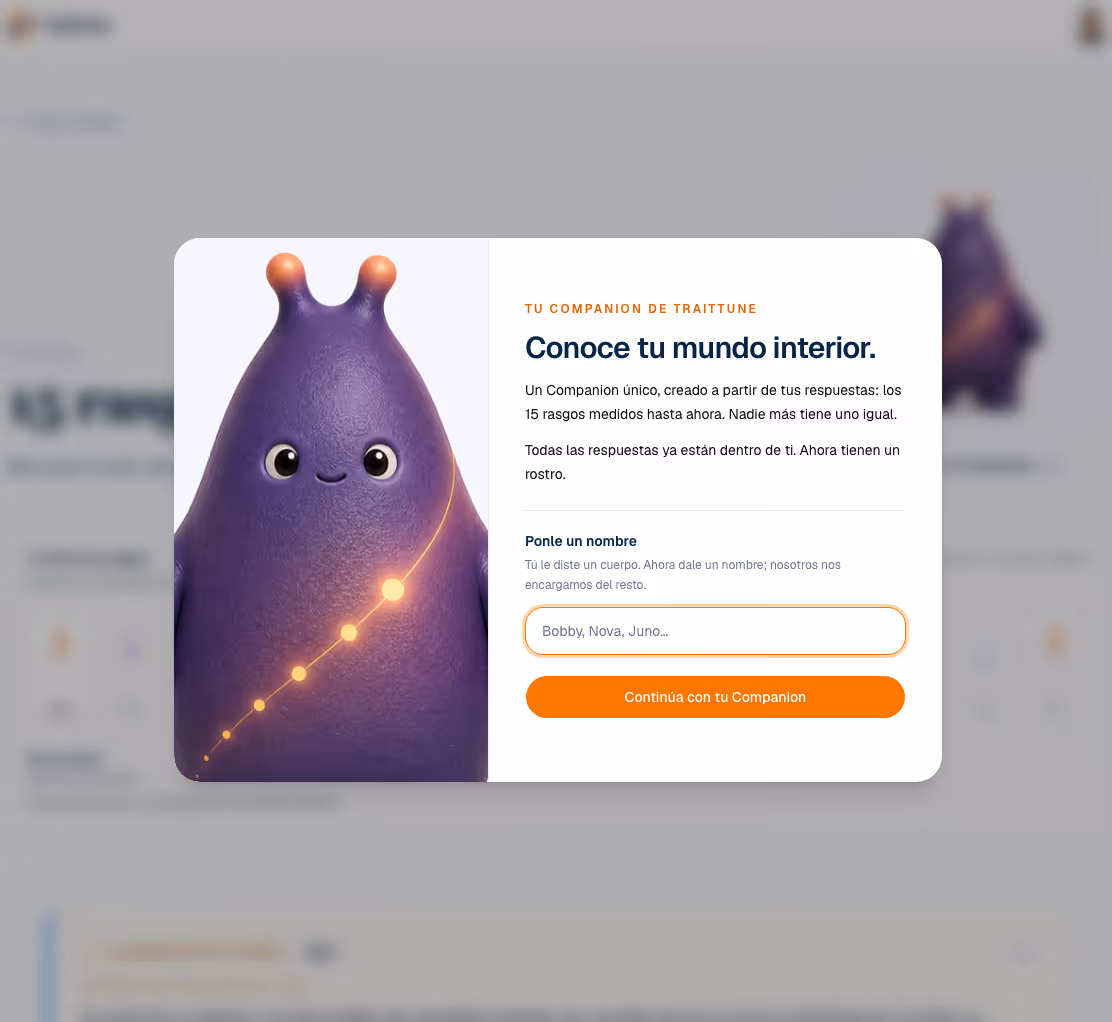 Un Companion de TraitTune: la figura visual compuesta a partir de los quince valores de rasgos de un perfil.